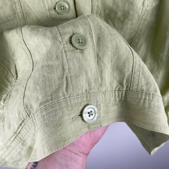 y2k Green Linen Shacket Button Up Jacket - Size L - Picture 6 of 7